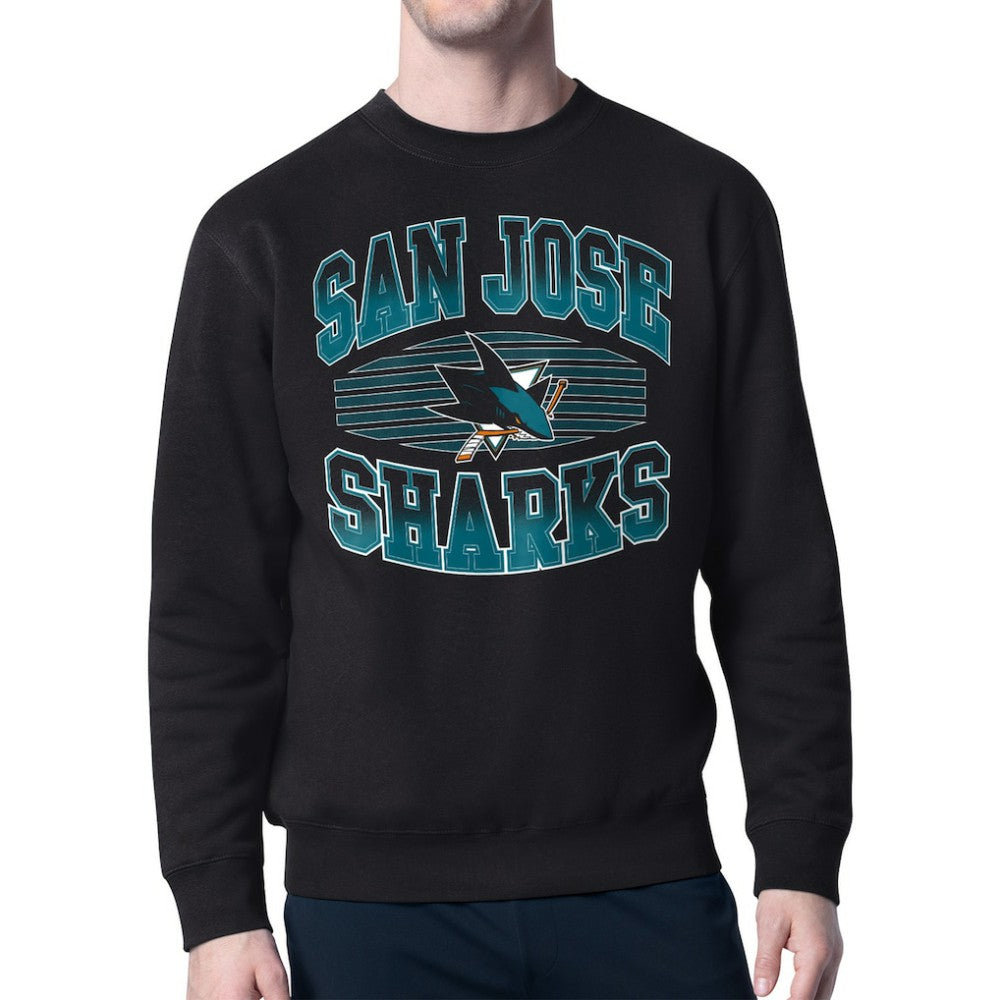San Jose Sharks Starter Team Grit Graphic Fleece Pullover Sweatshirt Black
