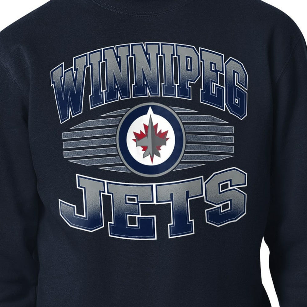 Winnipeg Jets Starter Team Grit Graphic Fleece Pullover Sweatshirt Navy