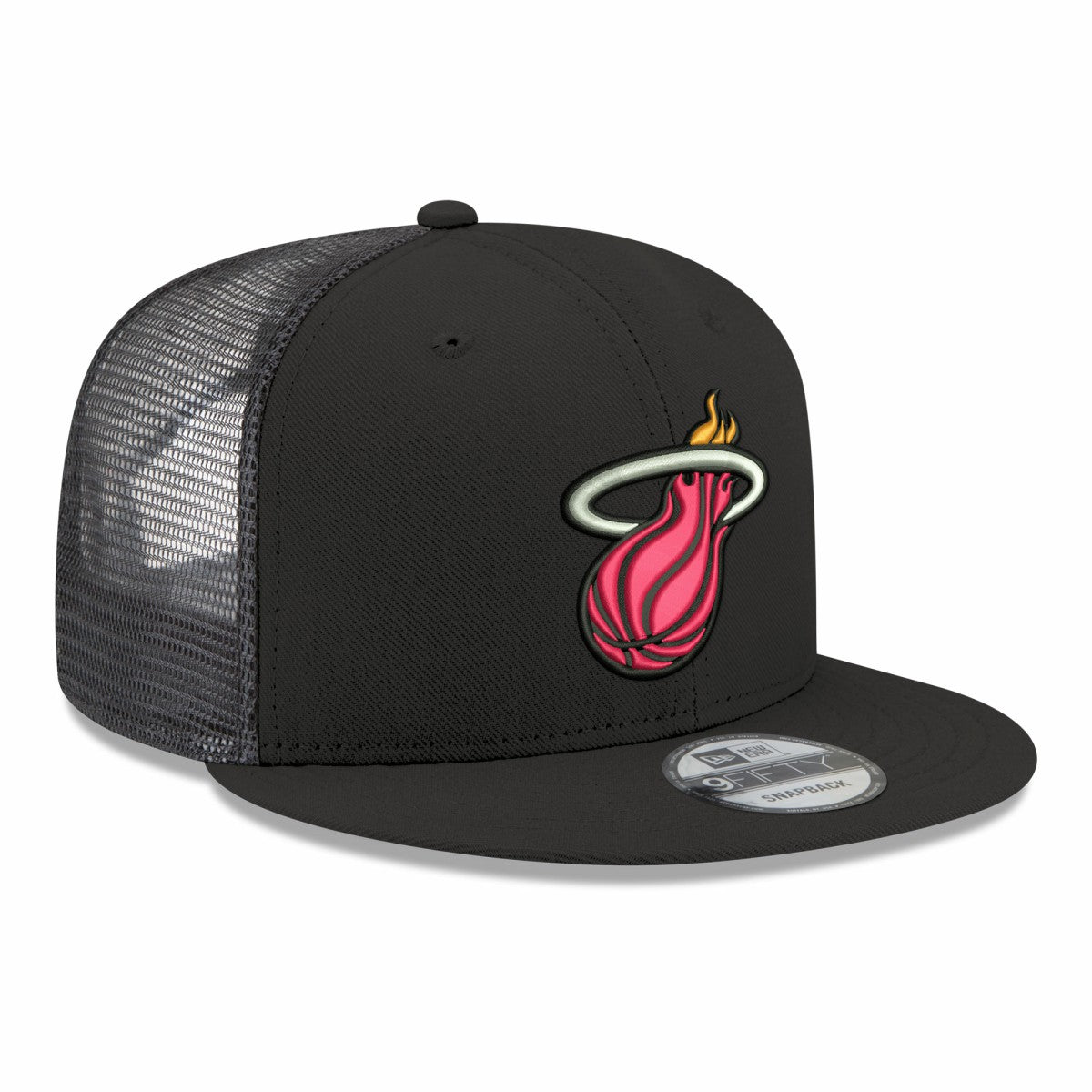 Miami Heat Core Logo Meshback 9FIFTY Snapback Hat - Black | New Era sale
