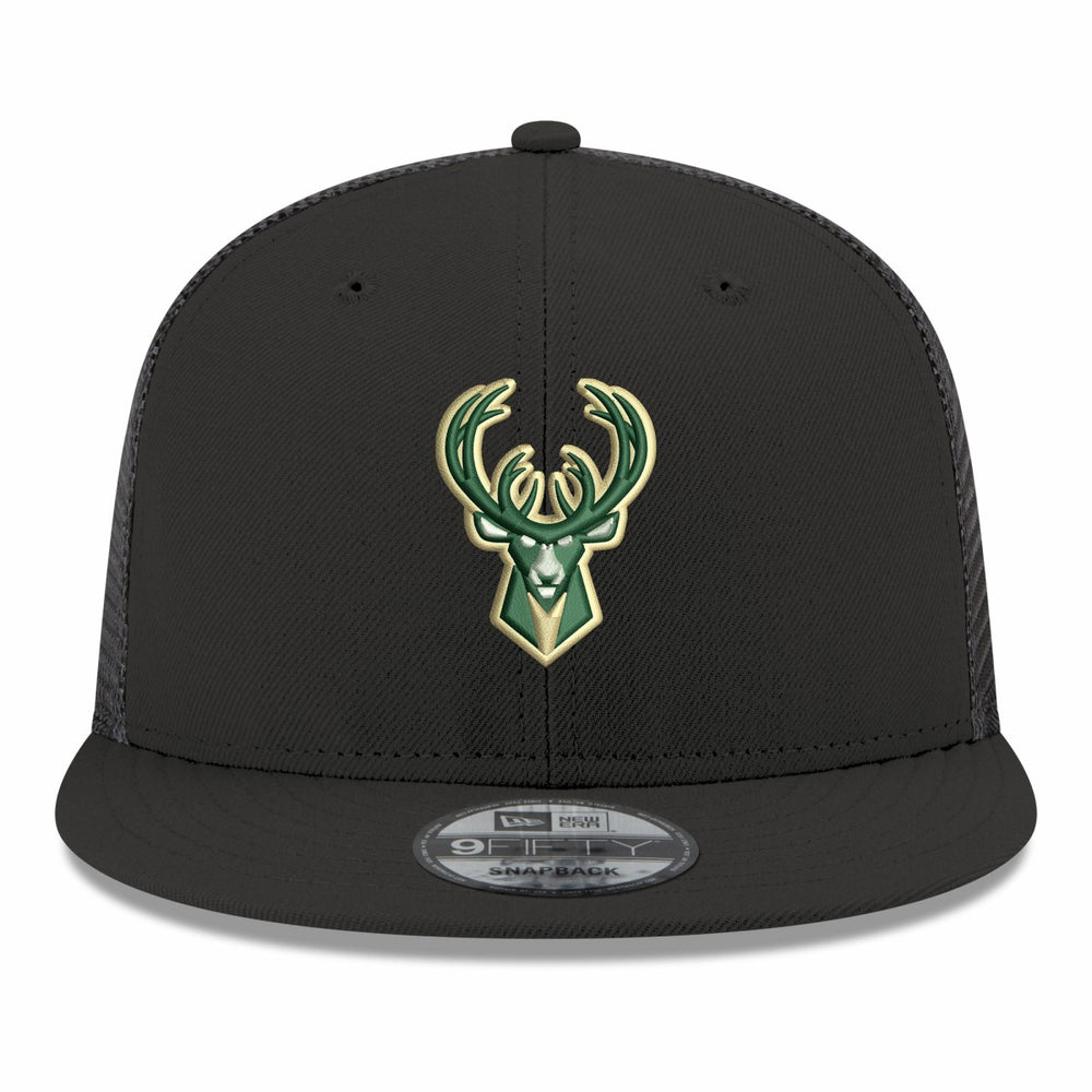 Milwaukee Bucks Core Logo Meshback 9FIFTY Snapback Hat - Black | New Era online