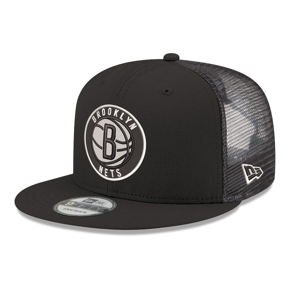 Brooklyn Nets Core Logo Meshback 9FIFTY Snapback Hat - Black | New Era on sale