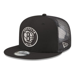 Brooklyn Nets Core Logo Meshback 9FIFTY Snapback Hat - Black | New Era on sale