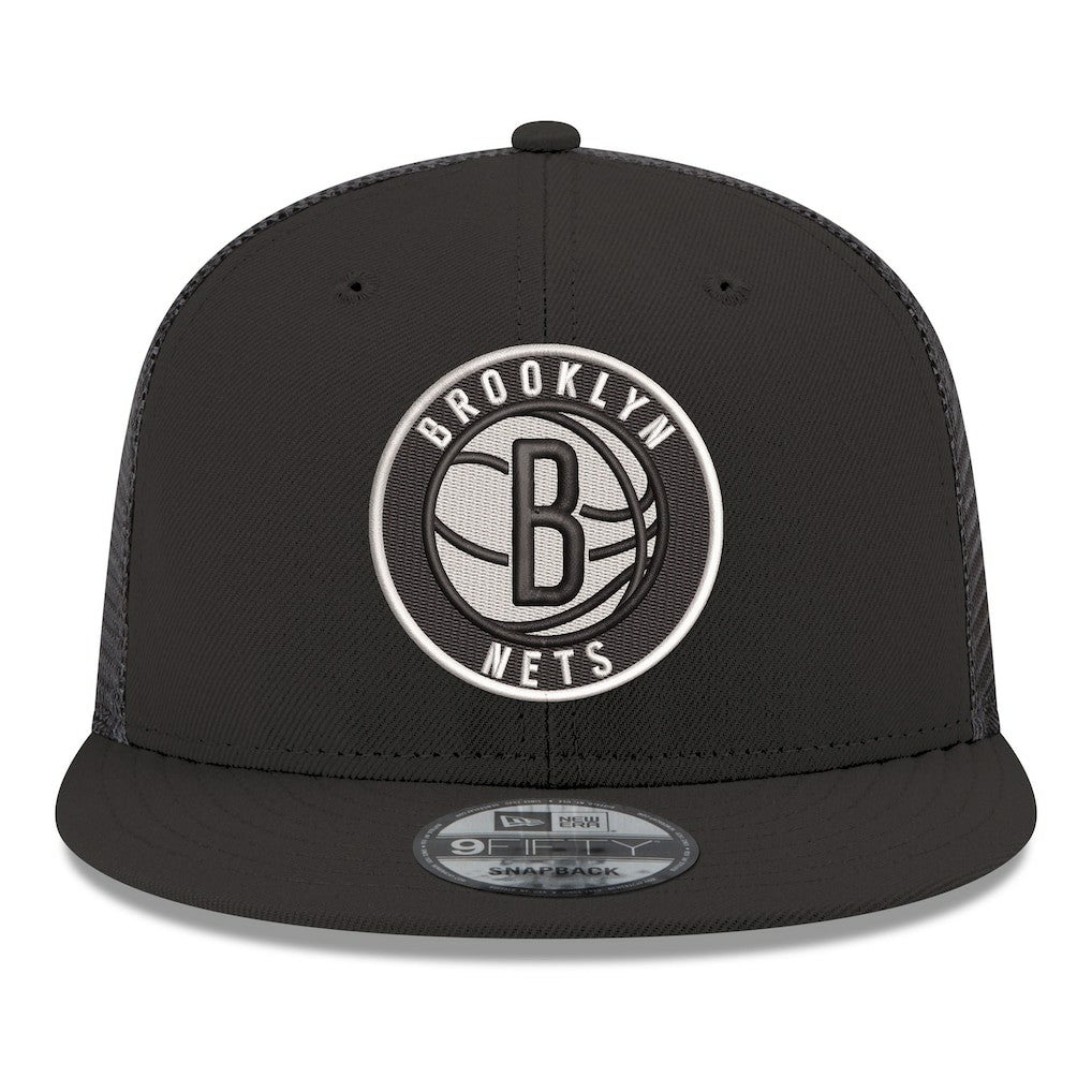 Brooklyn Nets Core Logo Meshback 9FIFTY Snapback Hat - Black | New Era on sale