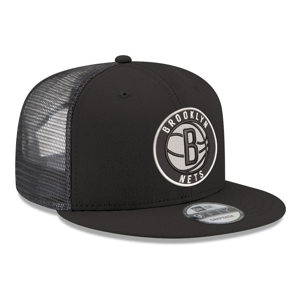 Brooklyn Nets Core Logo Meshback 9FIFTY Snapback Hat - Black | New Era on sale