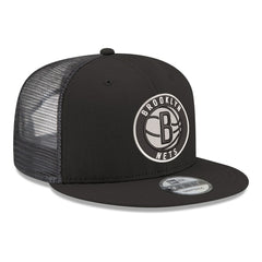 Brooklyn Nets Core Logo Meshback 9FIFTY Snapback Hat - Black | New Era on sale