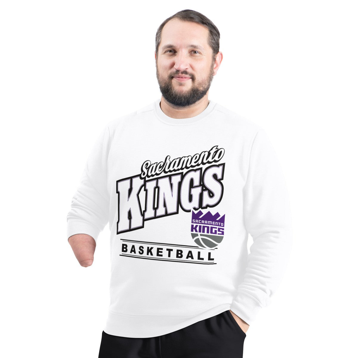 Sacramento Kings G-III Sports by Carl Banks Adaptive Headliner Fleece Crewneck Sweatshirt - White discount