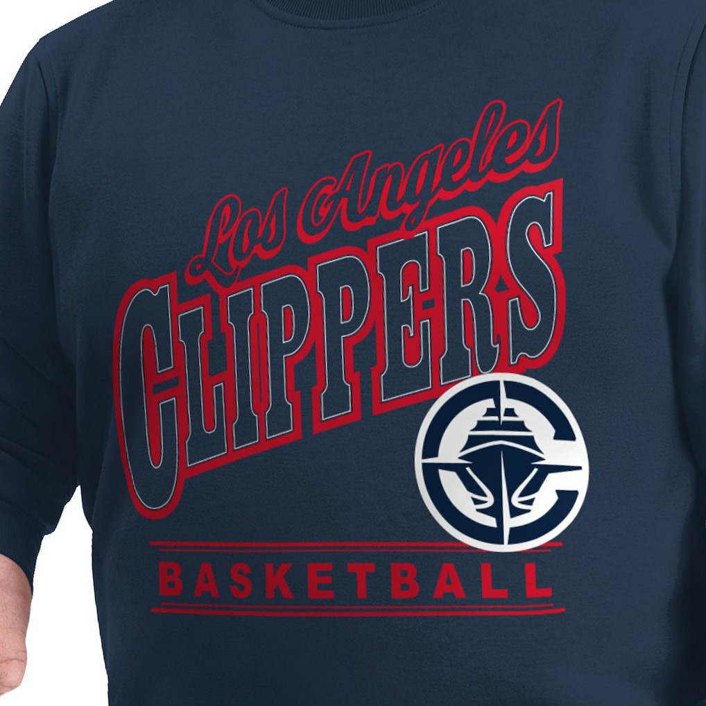 LA Clippers G-III Sports by Carl Banks Adaptive Headliner Fleece Crewneck Sweatshirt - Navy for sale