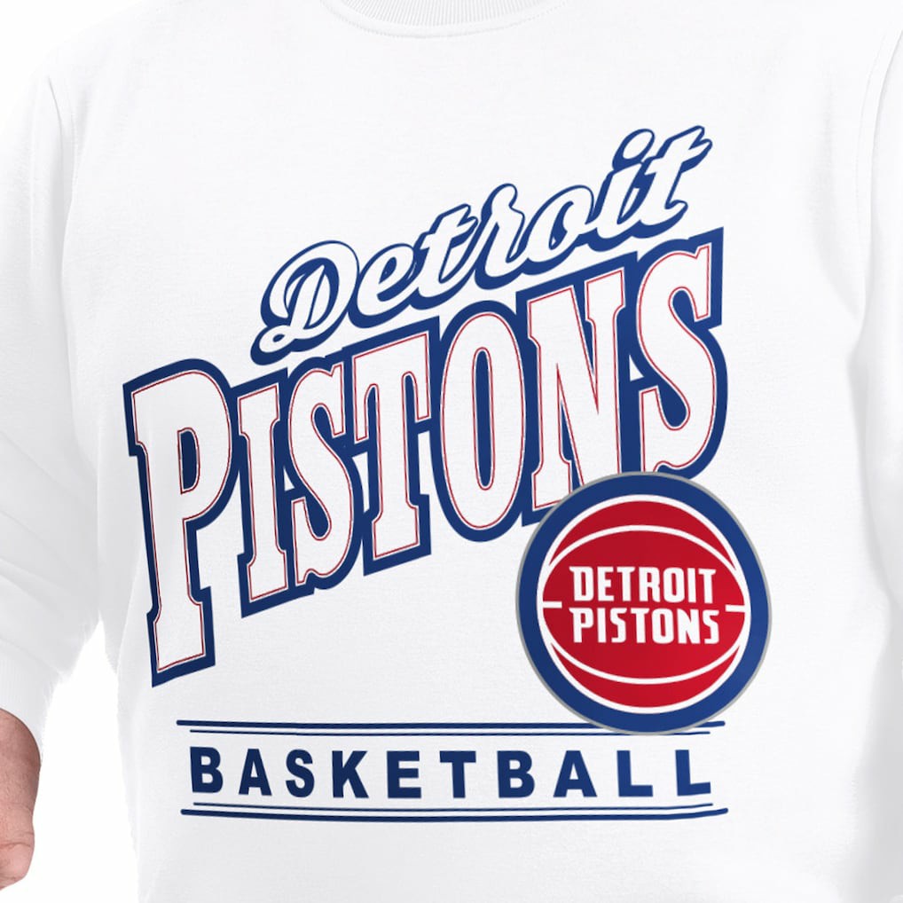 Detroit Pistons G-III Sports by Carl Banks Adaptive Headliner Fleece Crewneck Sweatshirt sale - White discount