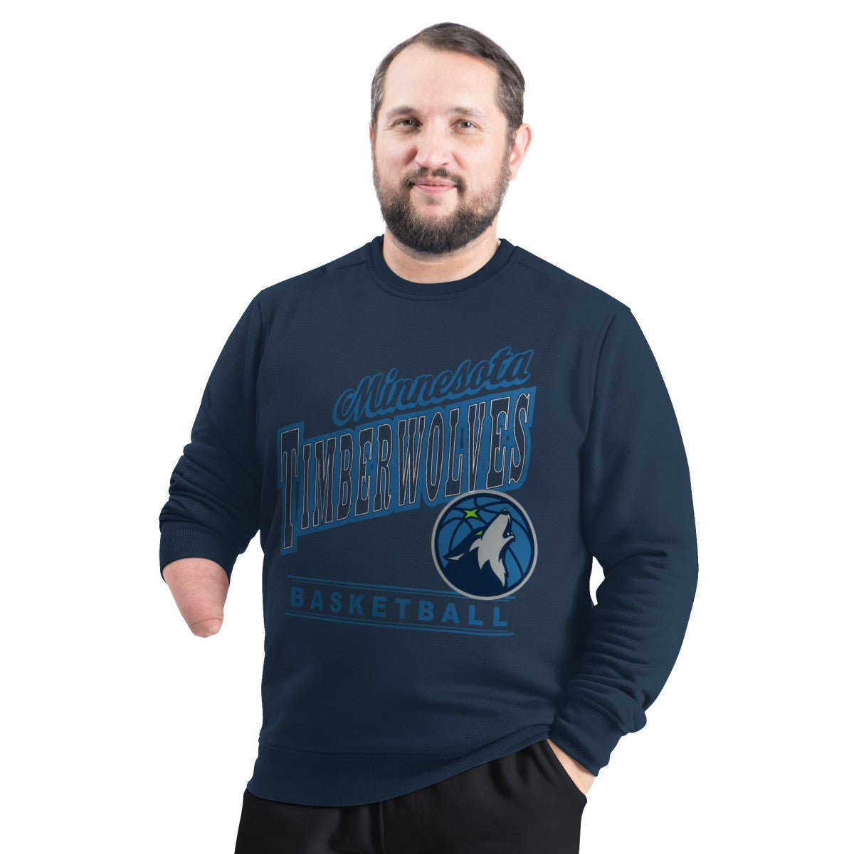 Minnesota Timberwolves G-III Sports by Carl Banks Adaptive Headliner Fleece Crewneck Sweatshirt - Navy for sale