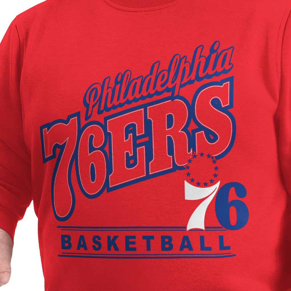 Philadelphia 76ers G-III Sports by Carl Banks Adaptive Headliner Fleece Crewneck Sweatshirt - Red online