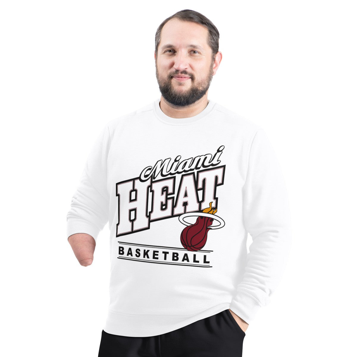 Miami Heat G-III Sports by Carl Banks Adaptive Headliner Fleece Crewneck Sweatshirt - White for sale