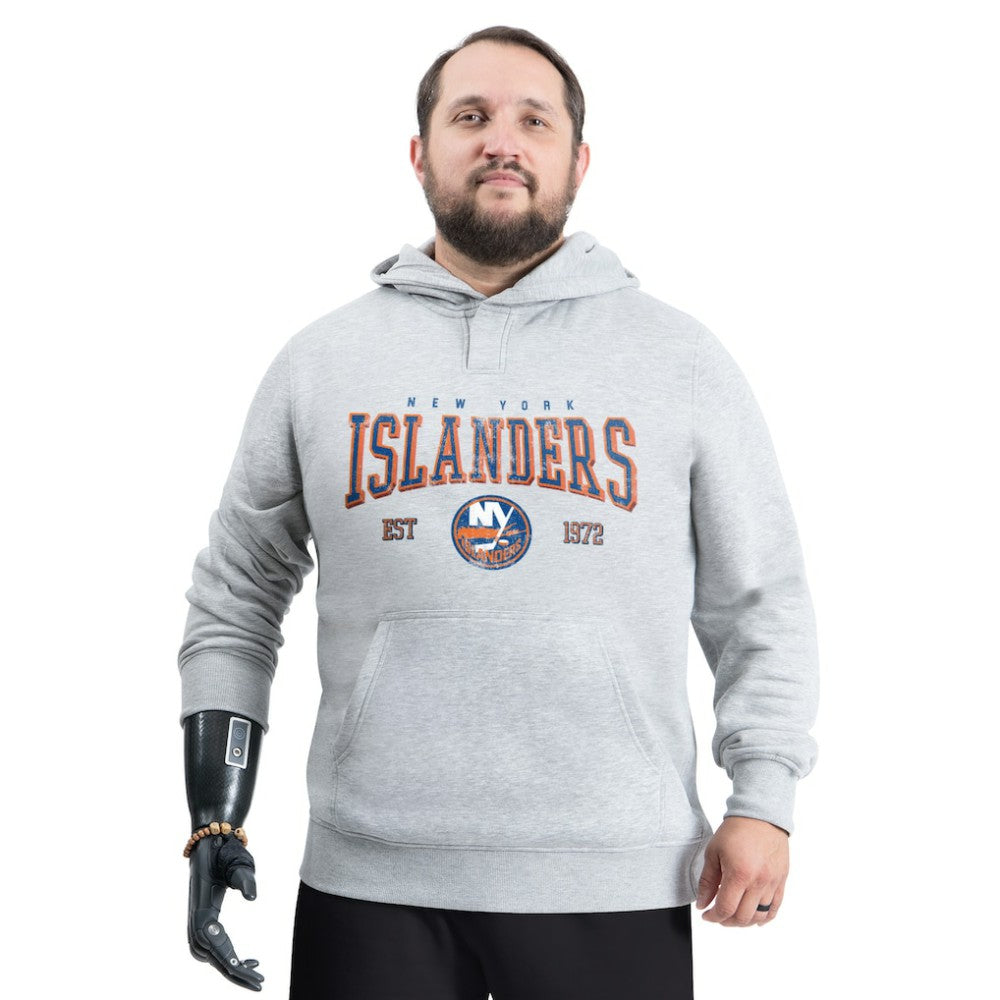 New York Islanders G-III Sports by Carl Banks Adaptive Classic Team Spirit Fleece Hoodie Gray