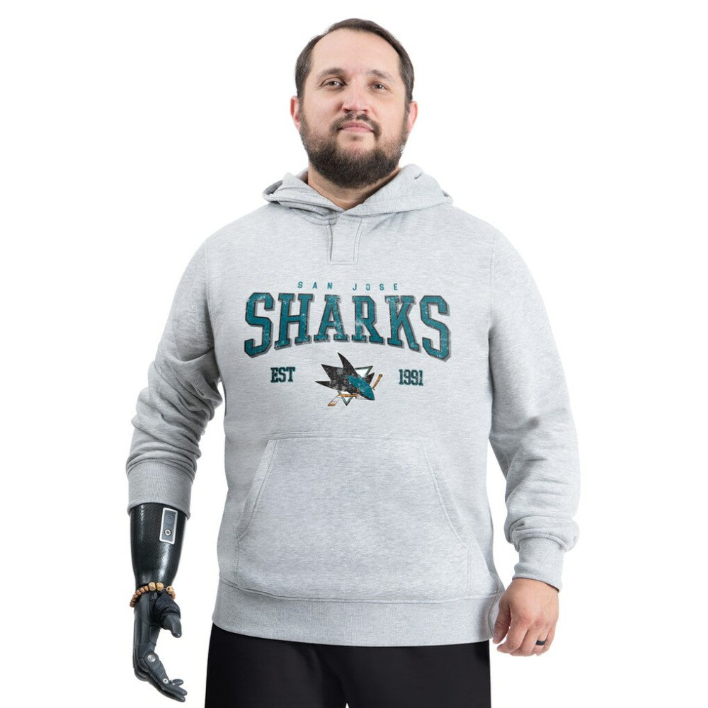 San Jose Sharks G-III Sports by Carl Banks Adaptive Classic Team Spirit Fleece Hoodie Gray
