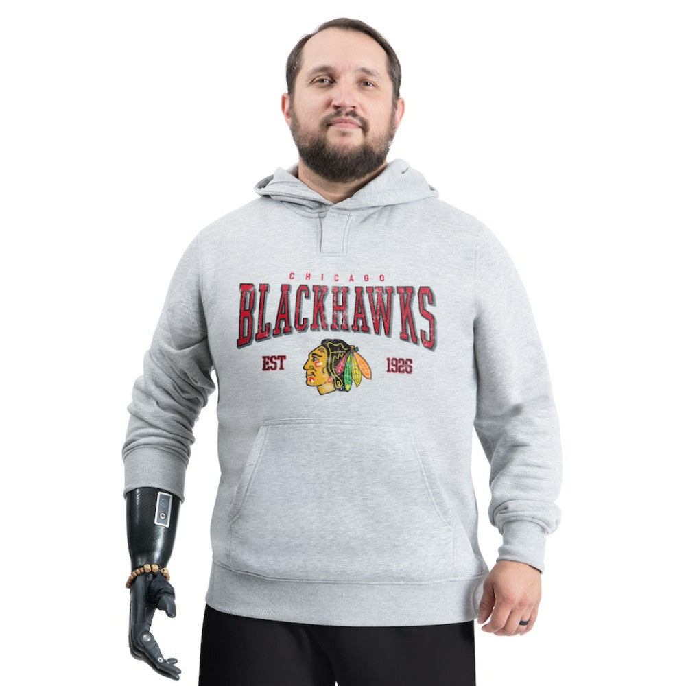 Chicago Blackhawks G-III Sports by Carl Banks Adaptive Classic Team Spirit Fleece Hoodie Gray