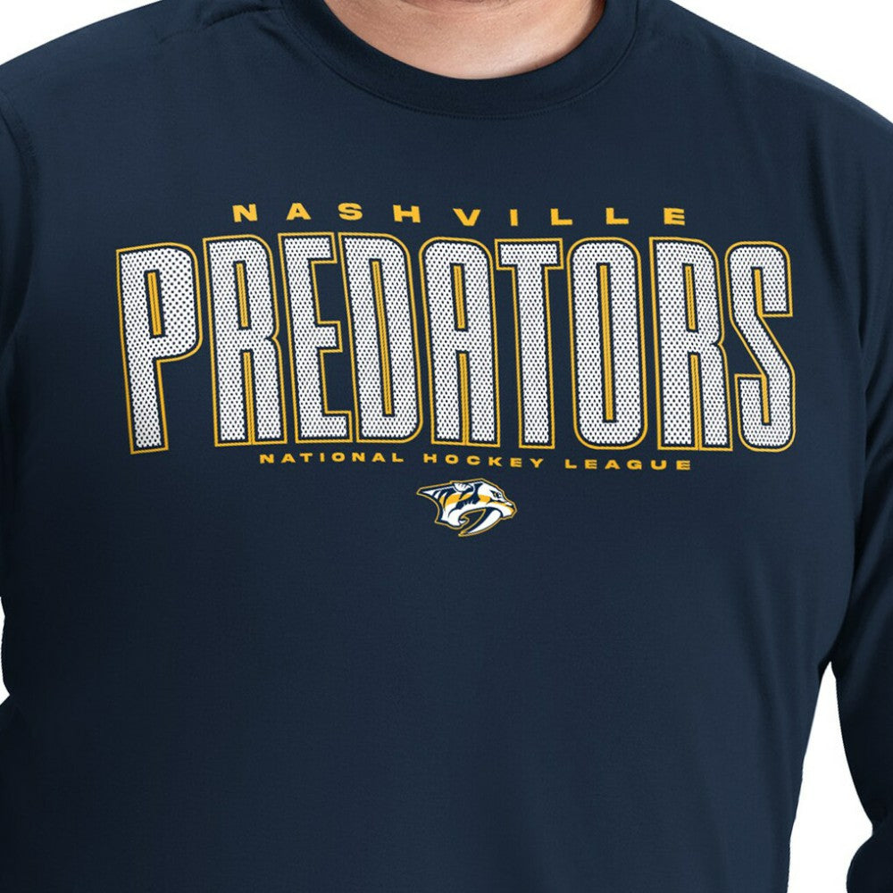 Nashville Predators G-III Sports by Carl Banks Adaptive Mesh Effect Long Sleeve T-Shirt Navy