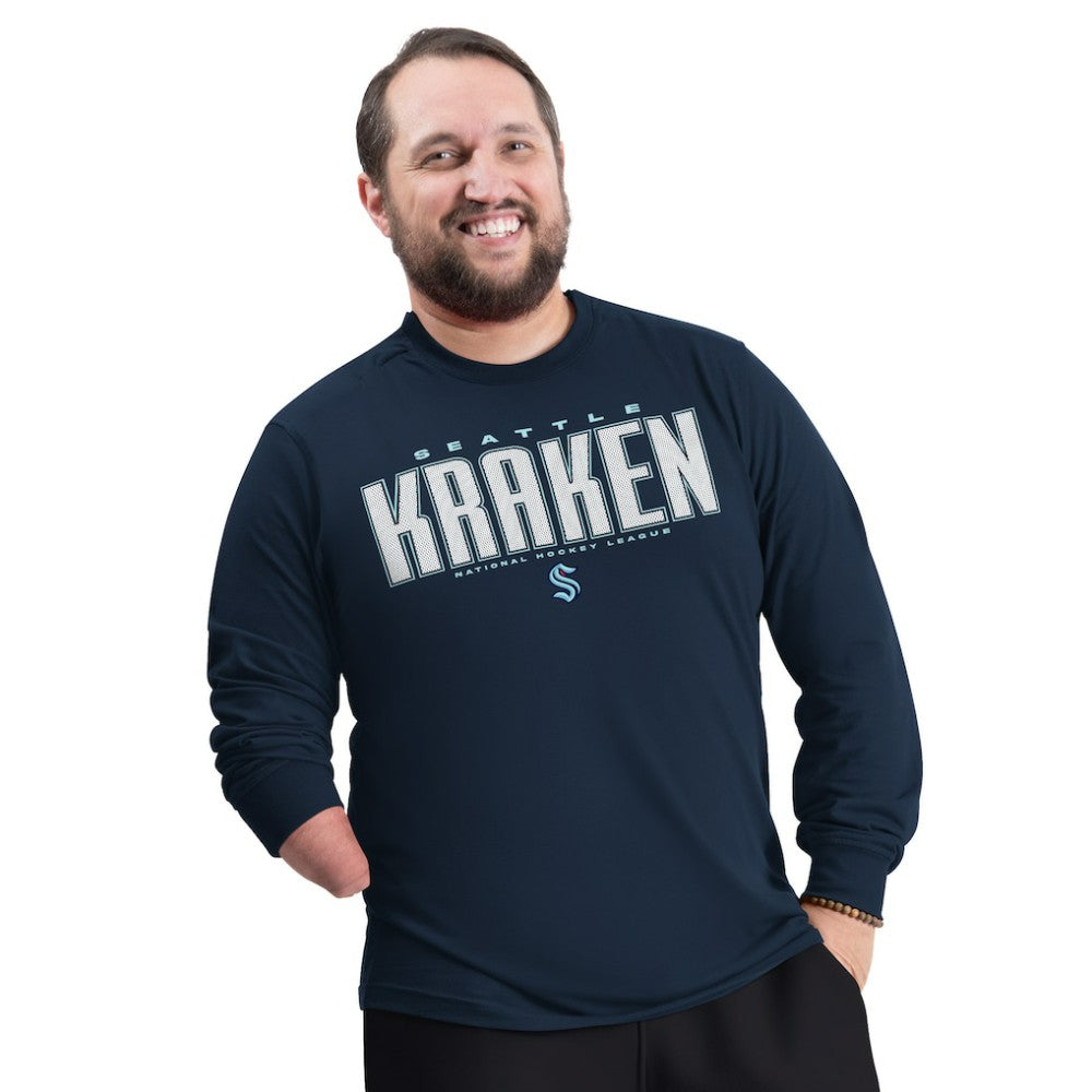 Seattle Kraken G-III Sports by Carl Banks Adaptive Mesh Effect Long Sleeve T-Shirt Deep Sea Blue