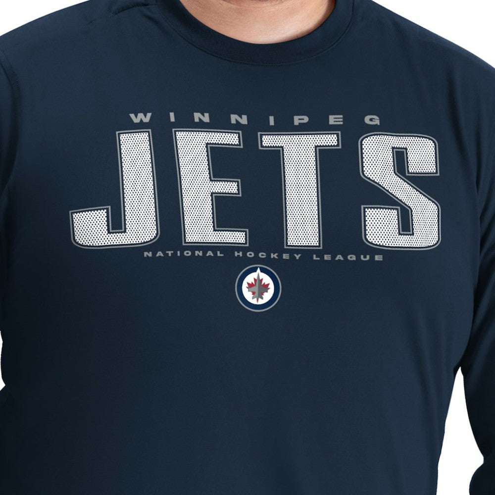 Winnipeg Jets G-III Sports by Carl Banks Adaptive Mesh Effect Long Sleeve T-Shirt Navy