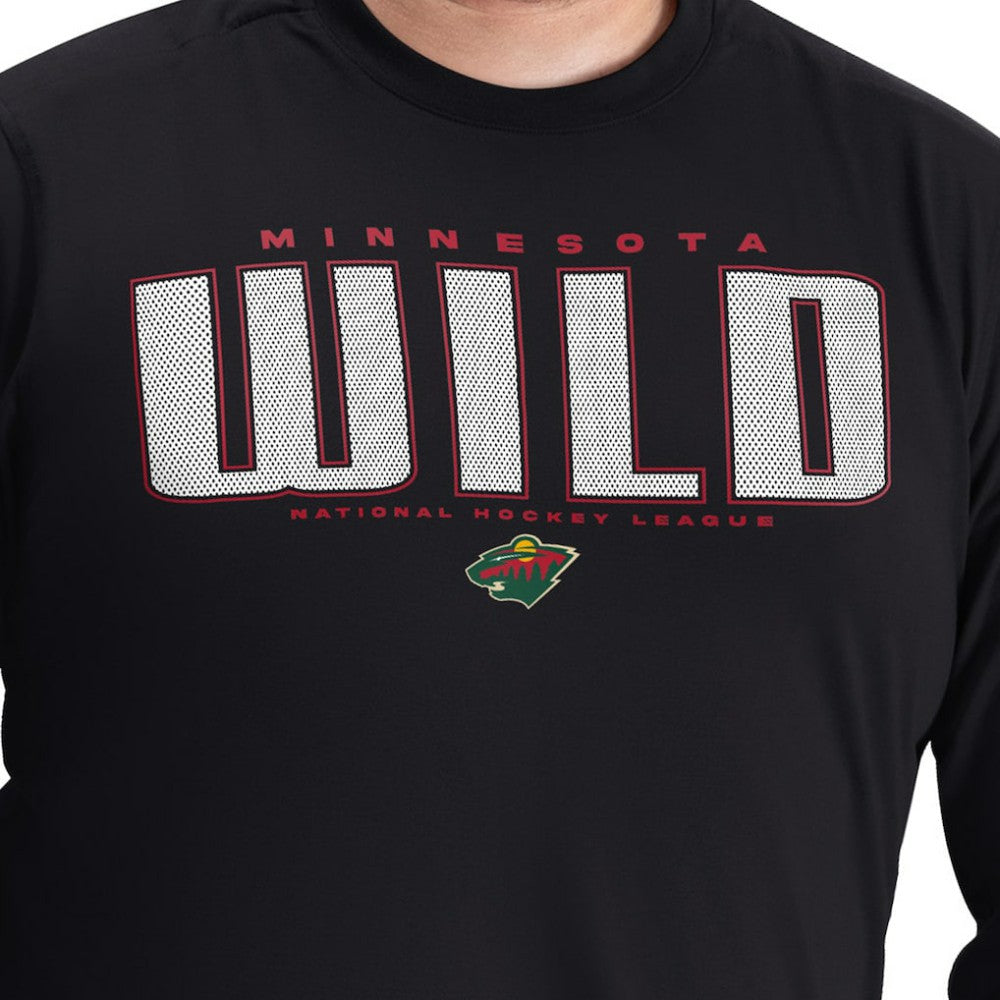 Minnesota Wild G-III Sports by Carl Banks Adaptive Mesh Effect Long Sleeve T-Shirt Black
