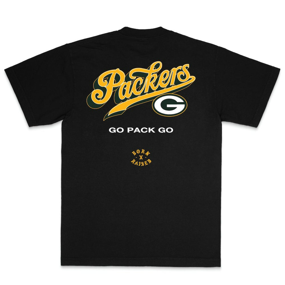 Green Bay Packers Born x Raised Unisex Pro Script T-Shirt - Black on sale