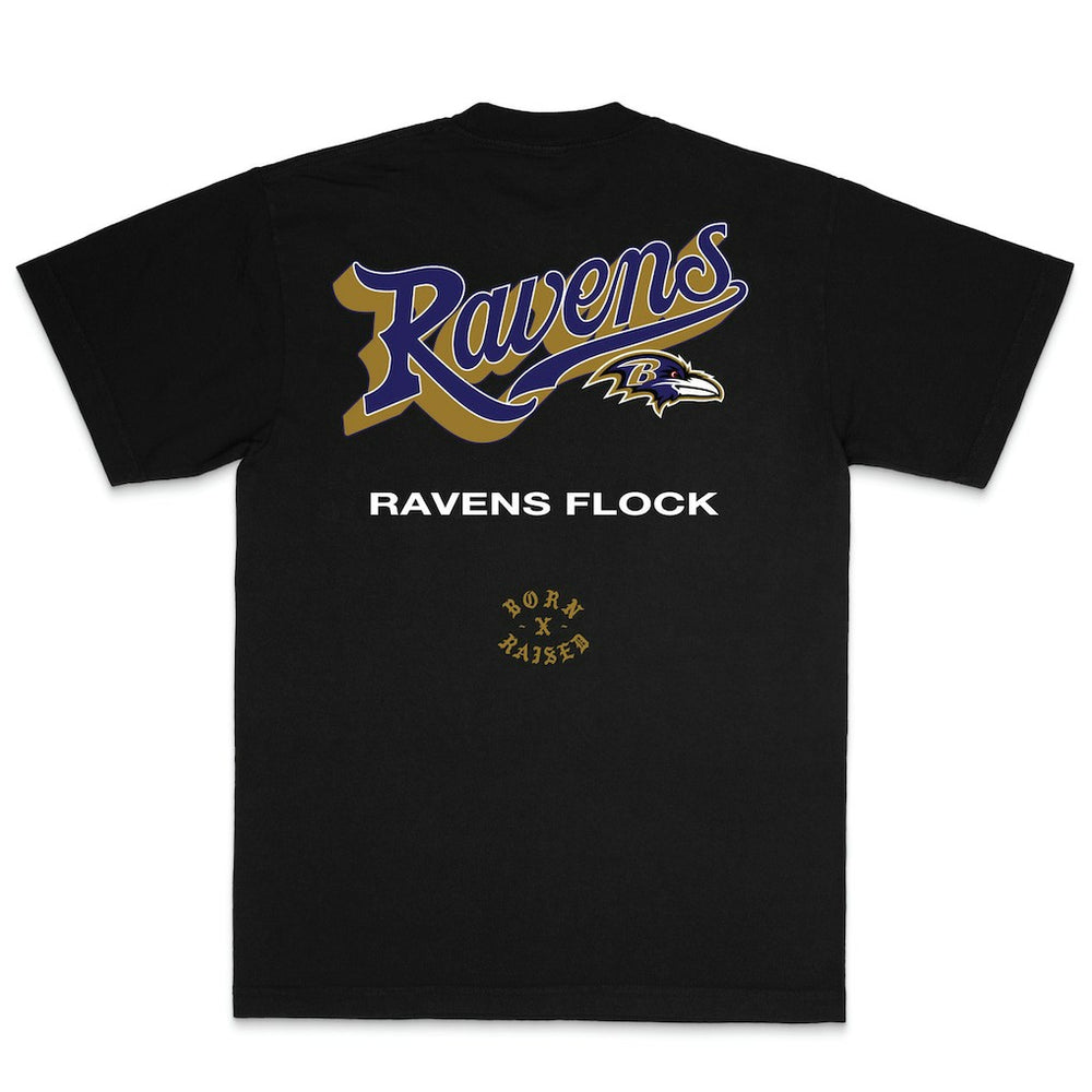 Baltimore Ravens Born x Raised Unisex Pro Script T-Shirt - Black cheap