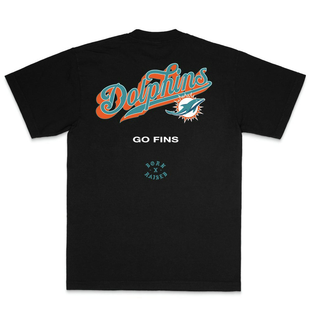 Miami Dolphins Born x Raised Unisex Pro Script T-Shirt - Black sale
