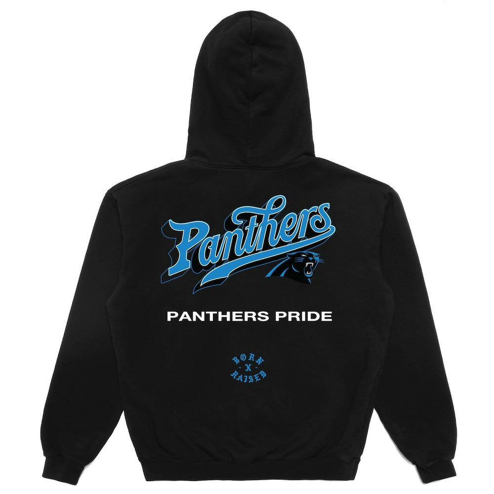 Carolina Panthers Born x Raised Unisex Pro Script Hoodie - Black on sale