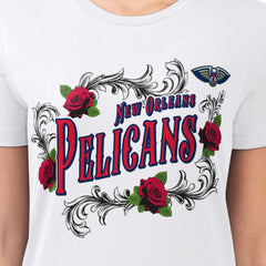 New Orleans Pelicans G-III 4Her by Carl Banks Women's Super-Slim Fit Lightweight Roses Crew Neck T-Shirt - White sale