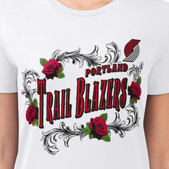 Portland Trail Blazers G-III 4Her by Carl Banks Women's Super-Slim Fit Lightweight Roses Crew Neck T-Shirt - White on sale