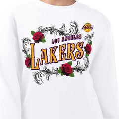 Los Angeles Lakers G-III 4Her by Carl Banks Women's Roses Fleece Tri-Blend Sweatshirt - White discount