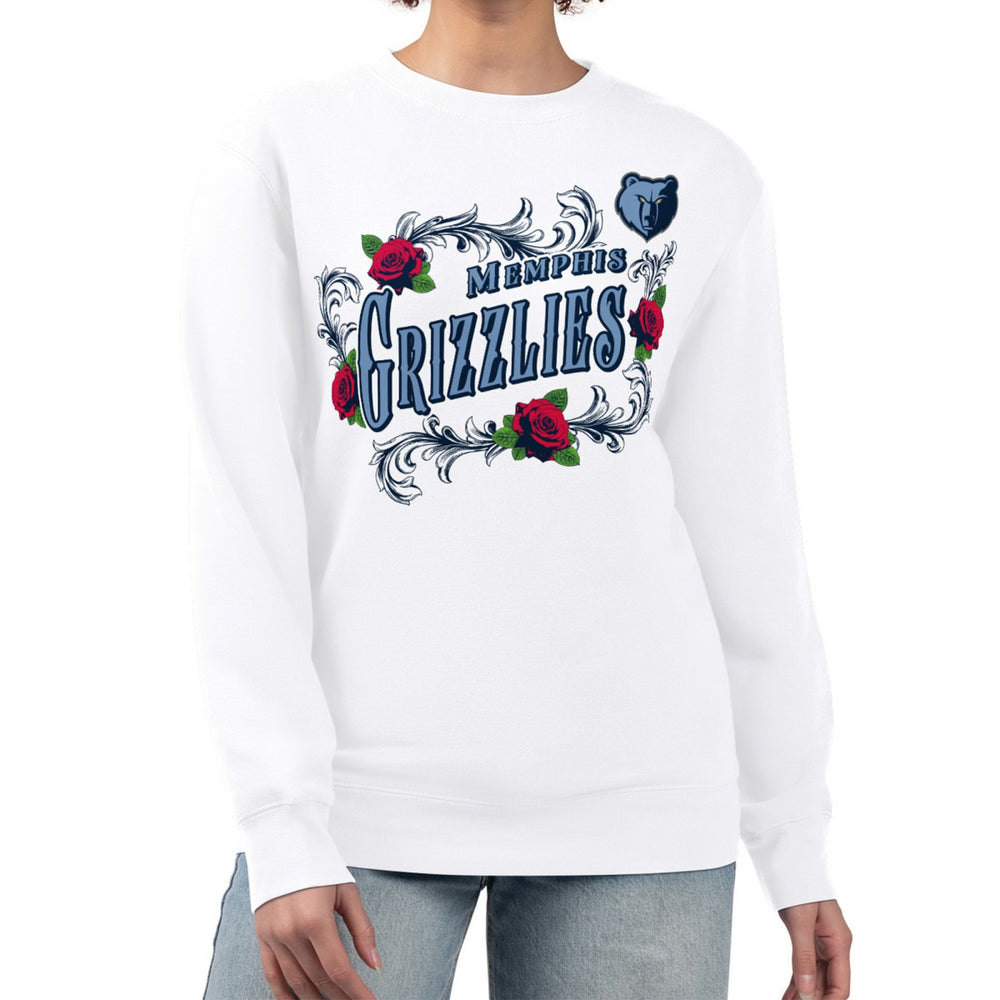 Memphis Grizzlies G-III 4Her by Carl Banks Women's Roses Fleece Tri-Blend Sweatshirt - White on sale