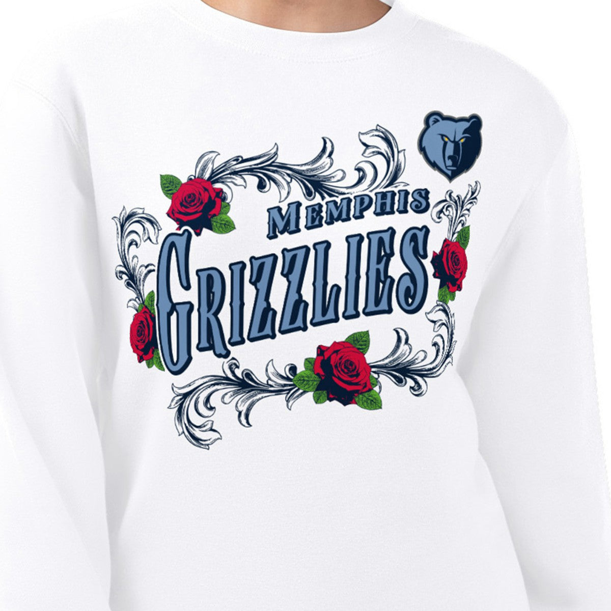 Memphis Grizzlies G-III 4Her by Carl Banks Women's Roses Fleece Tri-Blend Sweatshirt - White on sale