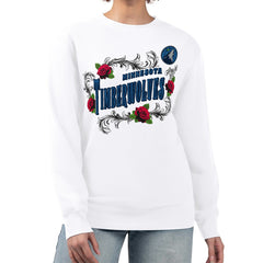Minnesota Timberwolves G-III 4Her by Carl Banks Women's Roses Fleece Tri-Blend Sweatshirt - White discount