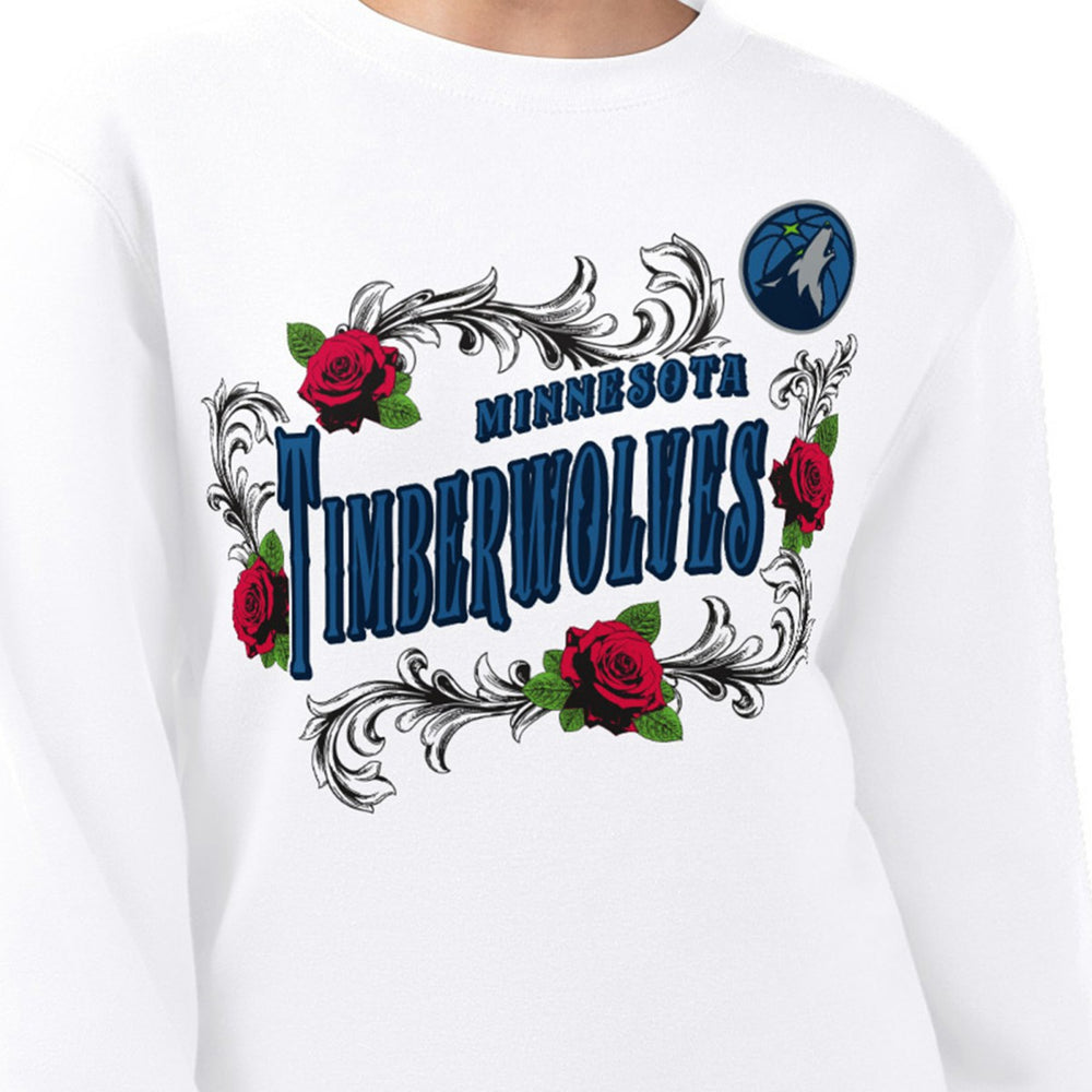 Minnesota Timberwolves G-III 4Her by Carl Banks Women's Roses Fleece Tri-Blend Sweatshirt - White discount
