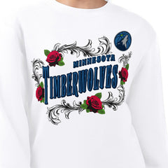 Minnesota Timberwolves G-III 4Her by Carl Banks Women's Roses Fleece Tri-Blend Sweatshirt - White discount