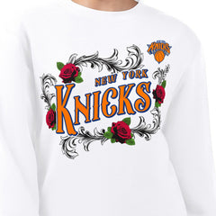 New York Knicks G-III 4Her by Carl Banks Women's Roses Fleece Tri-Blend Sweatshirt - White cheap