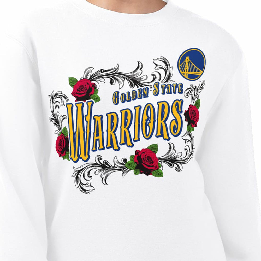 Golden State Warriors G-III 4Her by Carl Banks Women's Roses Fleece Tri-Blend Sweatshirt sale - White outlet