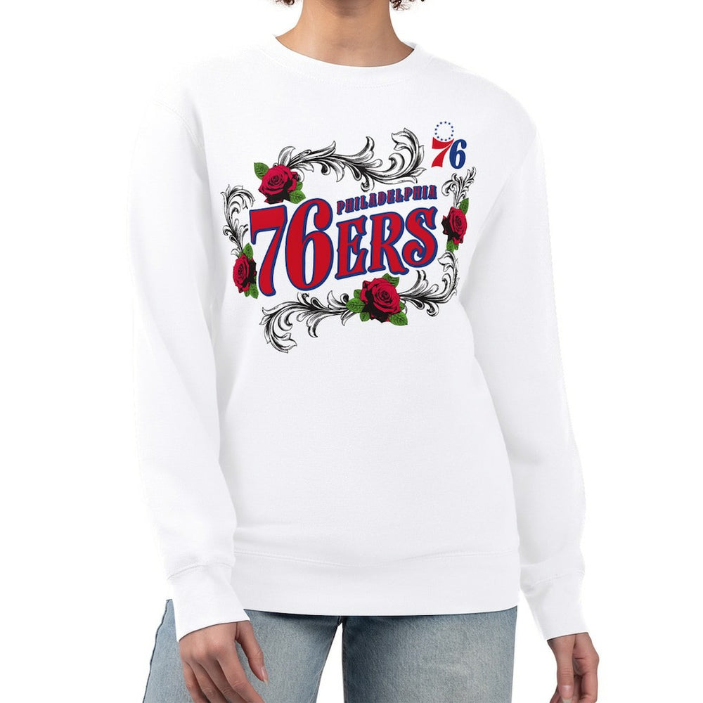 Philadelphia 76ers G-III 4Her by Carl Banks Women's Roses Fleece Tri-Blend Sweatshirt - White outlet