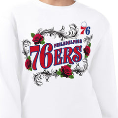 Philadelphia 76ers G-III 4Her by Carl Banks Women's Roses Fleece Tri-Blend Sweatshirt - White outlet