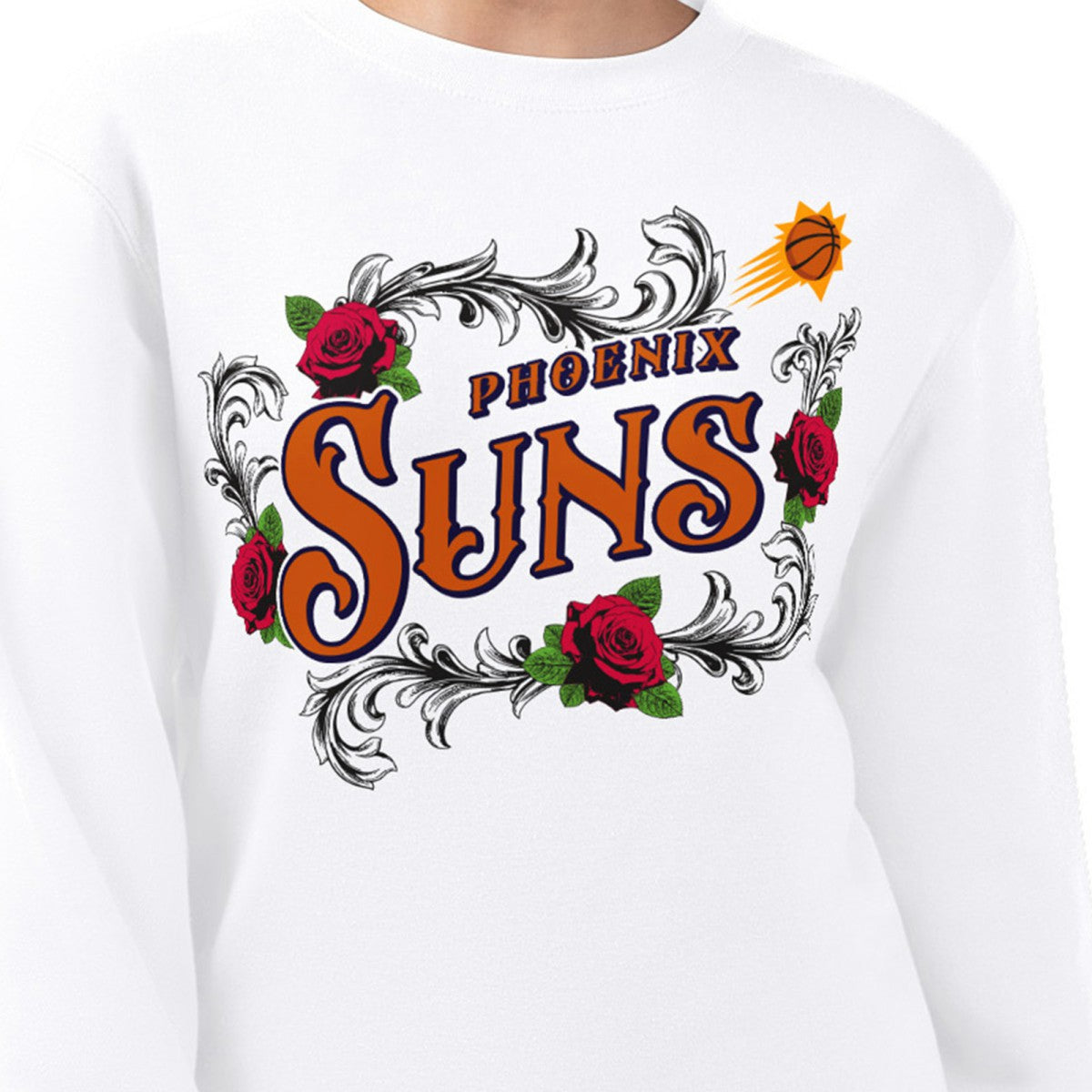 Phoenix Suns G-III 4Her by Carl Banks Women's Roses Fleece Tri-Blend Sweatshirt - White shop
