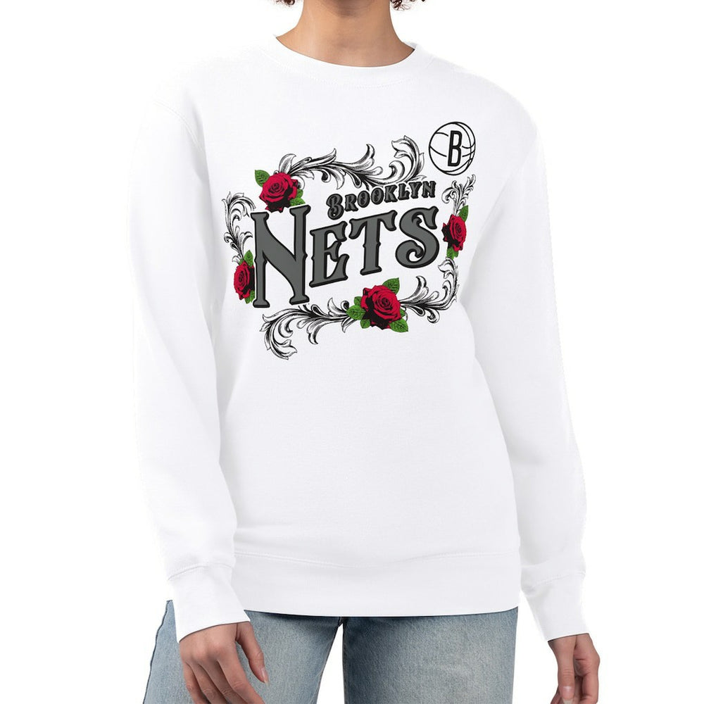 Brooklyn Nets G-III 4Her by Carl Banks Women's Roses Fleece Tri-Blend Sweatshirt - White online