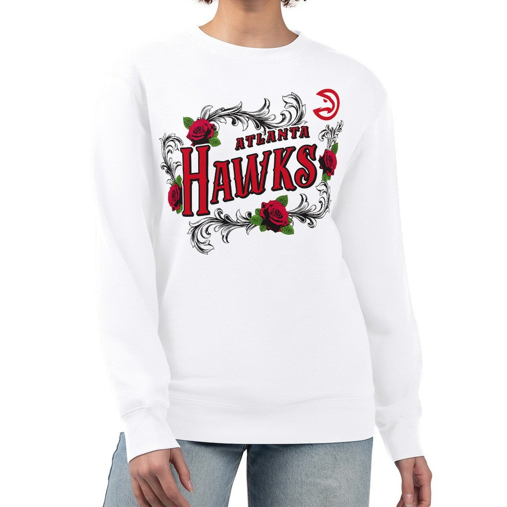 Atlanta Hawks G-III 4Her by Carl Banks Women's Roses Fleece Tri-Blend Sweatshirt - White shop