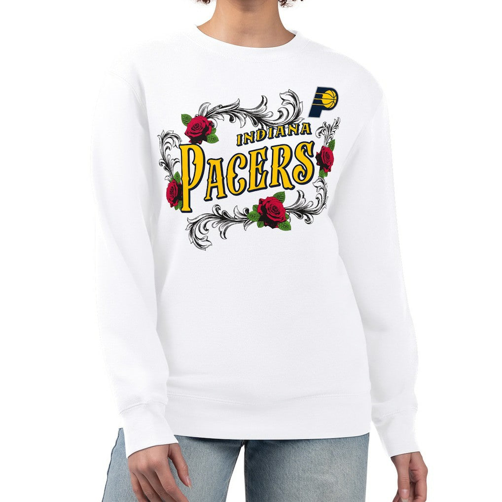 Indiana Pacers G-III 4Her by Carl Banks Women's Roses Fleece Tri-Blend Sweatshirt - White cheap
