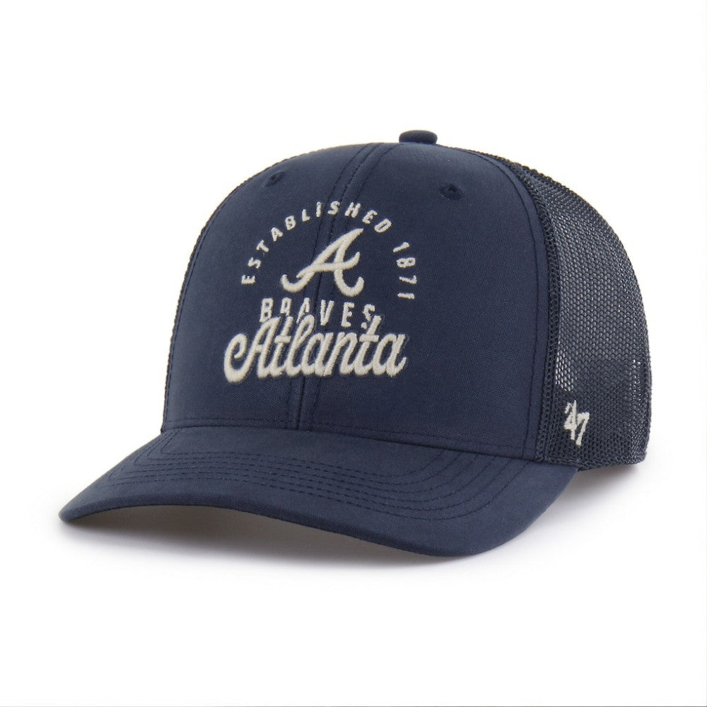 Atlanta Braves Pitstop Trucker Adjustable Hat - Navy | 47 brand