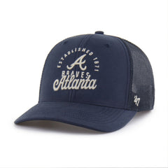 Atlanta Braves Pitstop Trucker Adjustable Hat - Navy | 47 brand