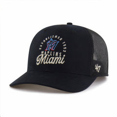 Miami Marlins Pitstop Trucker Adjustable Hat - Black | 47 brand