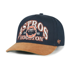 Houston Astros Cooperstown Break Wood Suede Hitch Adjustable Hat - Navy/Brown | 47 brand