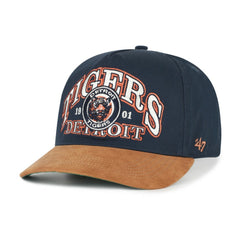 Detroit Tigers Cooperstown Break Wood Suede Hitch Adjustable Hat - Navy/Brown | 47 brand