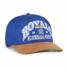 Kansas City Royals Cooperstown Break Wood Suede Hitch Adjustable Hat - Royal/Brown | 47 brand
