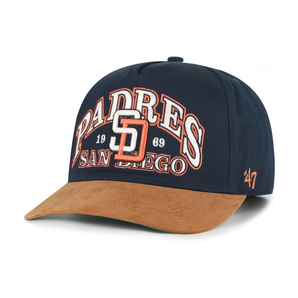 San Diego Padres Cooperstown Break Wood Suede Hitch Adjustable Hat - Navy/Brown | 47 brand