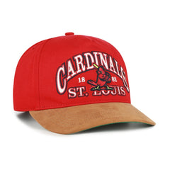 St. Louis Cardinals Cooperstown Break Wood Suede Hitch Adjustable Hat - Red/Brown | 47 brand